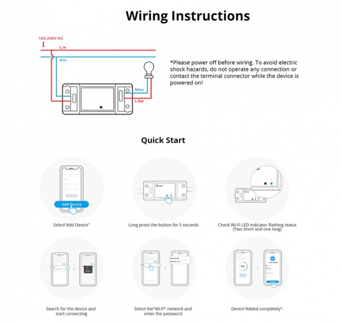 Intrerupator smart Sonoff BasicR4, Wi-Fi, 10A, 2200W, Control de la distanta, Compatibil Alexa si Google Assistant, Alb [14]