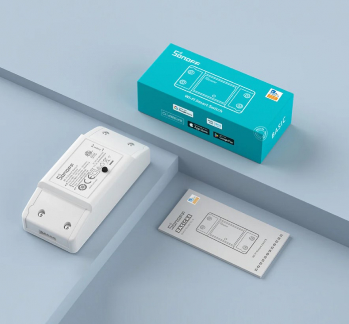 Intrerupator smart Sonoff BasicR4, Wi-Fi, 10A, 2200W, Control de la distanta, Compatibil Alexa si Google Assistant, Alb [15]