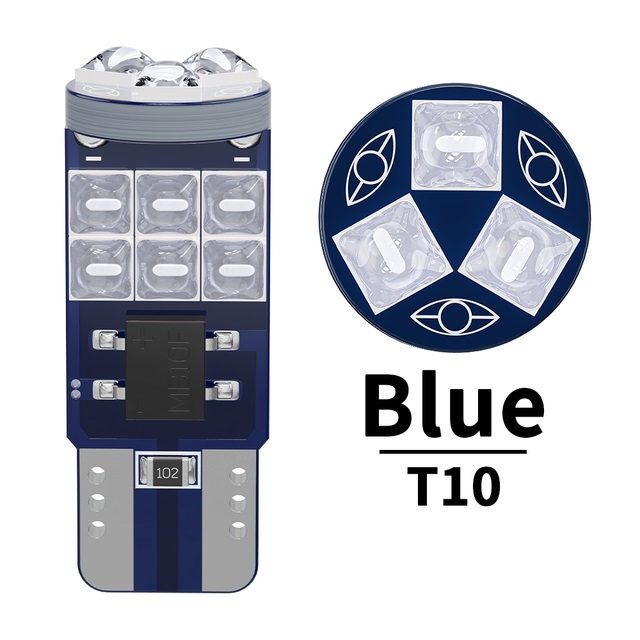 Bec auto T10 PCB cu 15 led-uri 3030 si CANBUS albastru [2]
