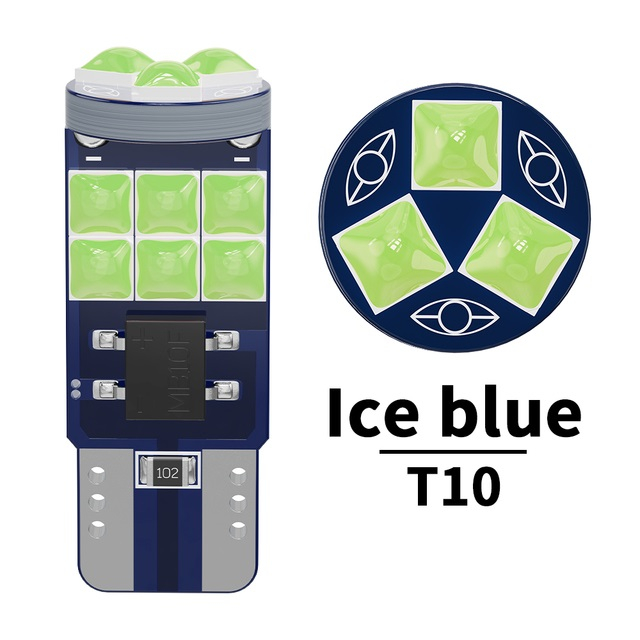 Bec auto T10 PCB cu 15 led-uri 3030 si CANBUS ice blue [2]