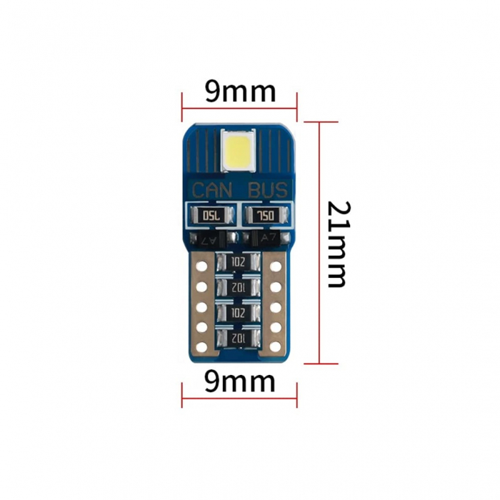 Bec auto T10 PCB cu 2 led-uri 3030 cu CANBUS [2]