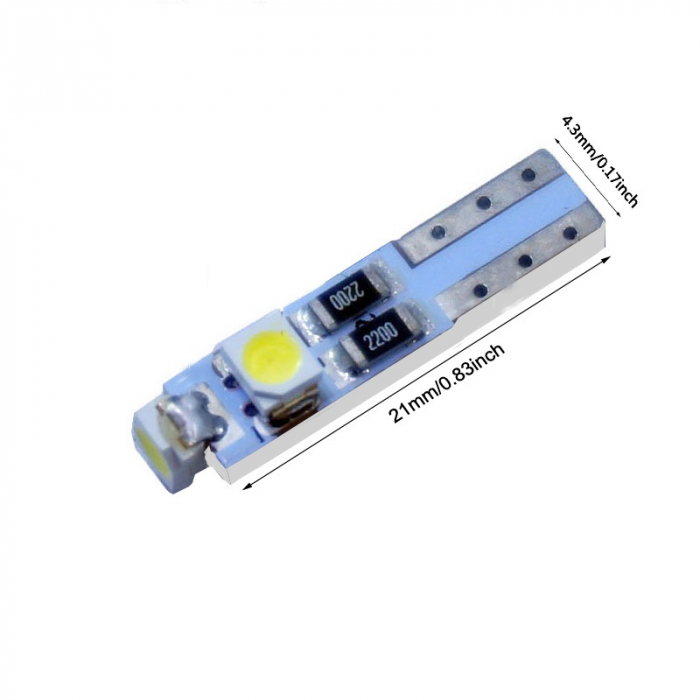 Bec auto T5 PCB cu 3 led-uri 3020 alb [2]