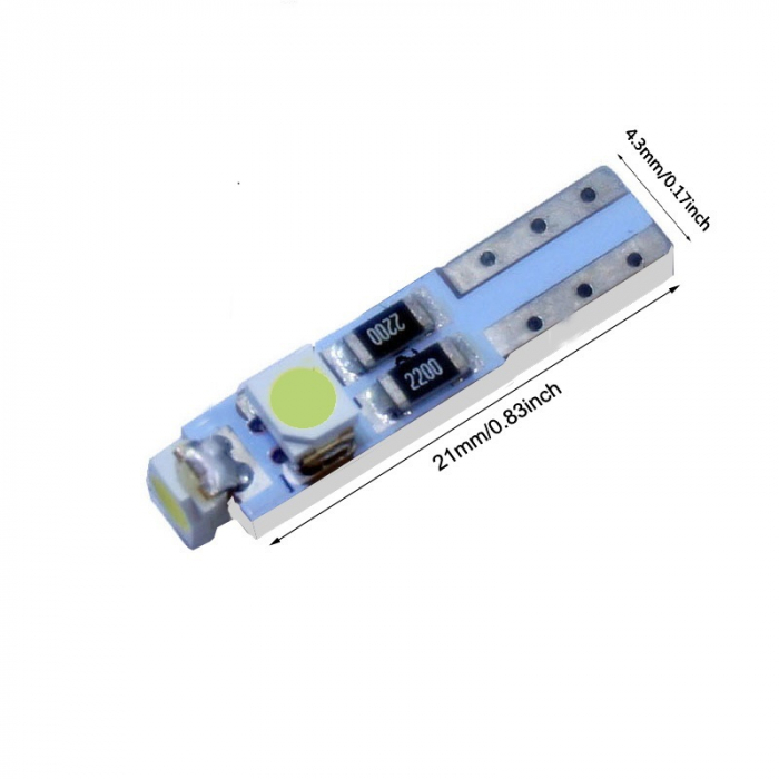 Bec auto T5 PCB cu 3 led-uri 3020 ice blue [2]