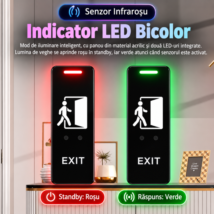 Buton EXIT cu senzor infrarosu fara atingere pentru control acces, 115 x 40 x 14.5 mm, IP65 [2]
