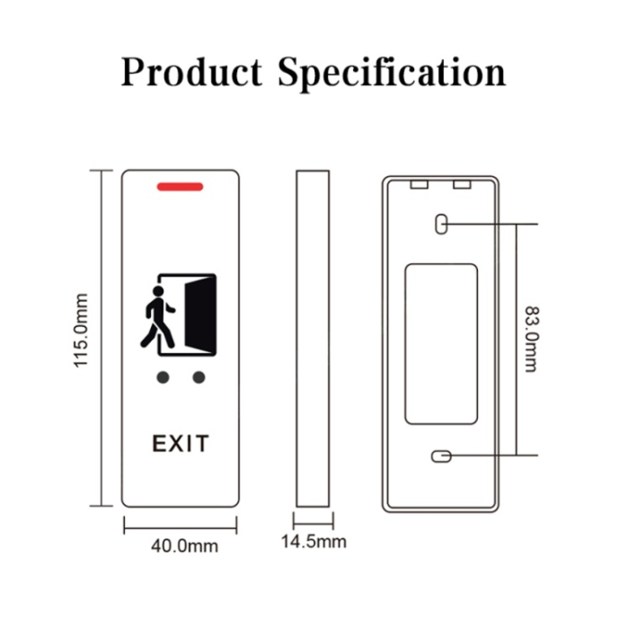 Buton EXIT cu senzor infrarosu fara atingere pentru control acces, 115 x 40 x 14.5 mm, IP65 [3]