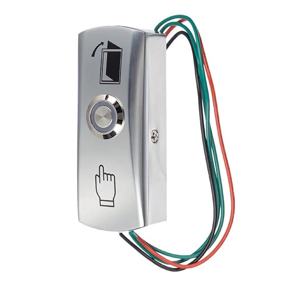 Buton EXIT metalic control acces cu fire, SW-51BL, LED 12V, aliaj zinc, NO, pentru deschidere usa, montaj aparent [3]