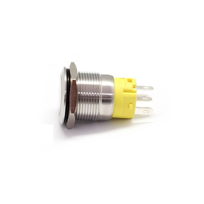 Buton Push Metalic, 12V DC, 19mm, cu Retinere, Led Rosu [4]