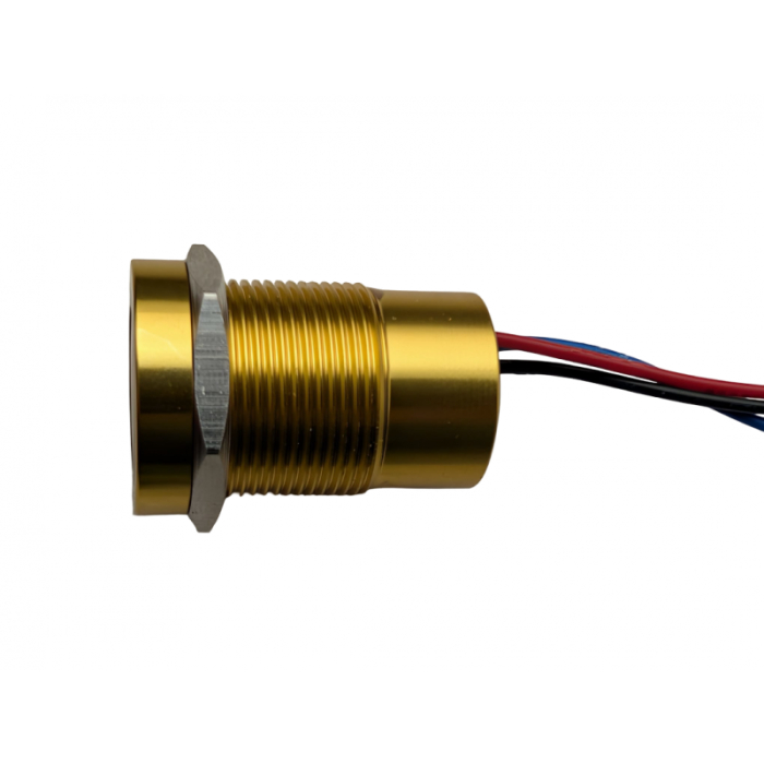 Buton tactil piezoelectric SPST 16mm, metalic auriu, LED rosu/verde, NO, 12-24V DC, 0.2A, IP67, cu retinere [2]