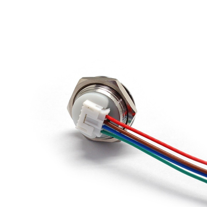 Buton Push Metalic, 12-24V DC, 19mm, fara Retinere, Led Galben, conector 4 fire 20cm [3]