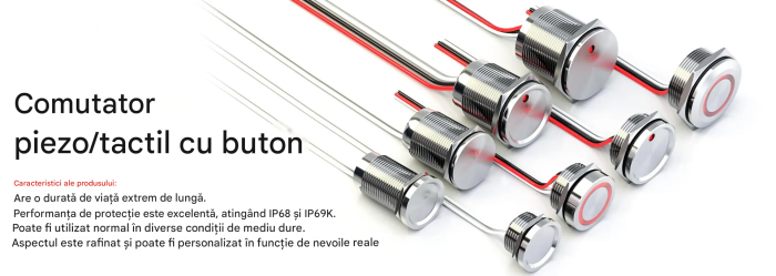 Buton intrerupator piezo (touch), fara retinere, cu impuls, 19mm 12-24V otel inoxidabil 1NO YD19-CW-ESS10M [2]