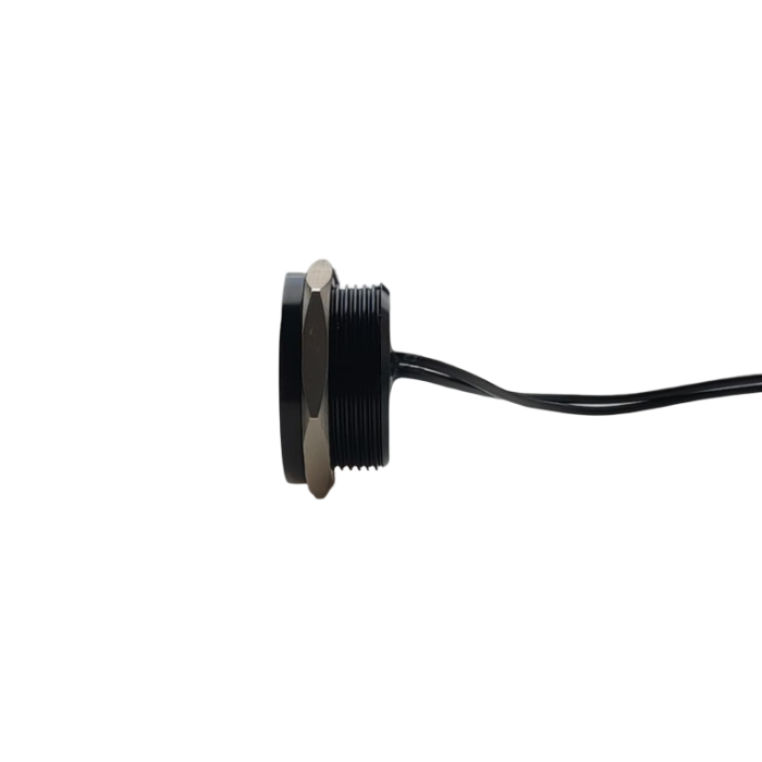 Buton tactil piezoelectric SPST, 22mm, metalic negru, NO, 12-24V DC, 0.2A, IP67, impuls (trigger) [2]