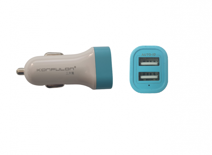 Incarcator auto Konfulon C17 albastru 12-24V, 2xUSB: 5V 2.1A C17-Blue [2]