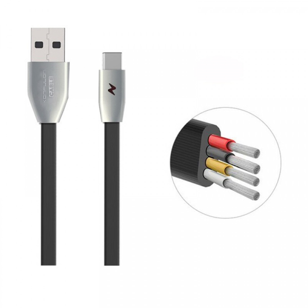 Cablu incarcare telefon USB Tip C 3.0A 1m Konfulon S58 negru [2]