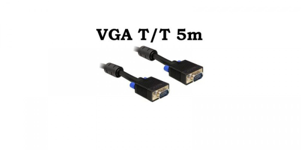 Cablu VGA Tata Tata 5m 15 pini, ecranat, cu bobina antiparaziti [1]