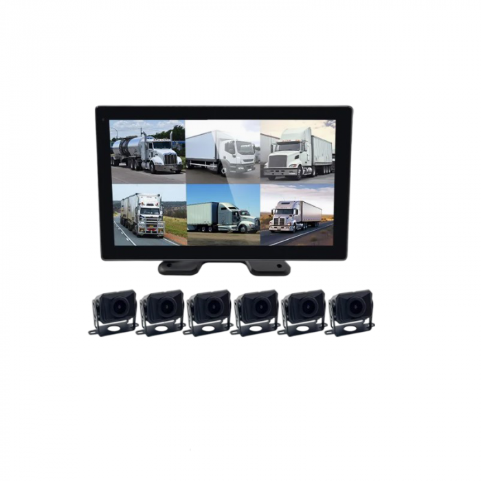 Sistem avansat de monitorizare 360° si asistenta la condus pentru vehicule de mari dimensiuni, monitor 10.1 inch, 6 x camere, 12V-24V DC, camioane, rulote [1]