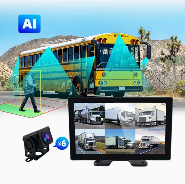 Sistem avansat de monitorizare 360° si asistenta la condus pentru vehicule de mari dimensiuni, monitor 10.1 inch, 6 x camere, 12V-24V DC, camioane, rulote [5]