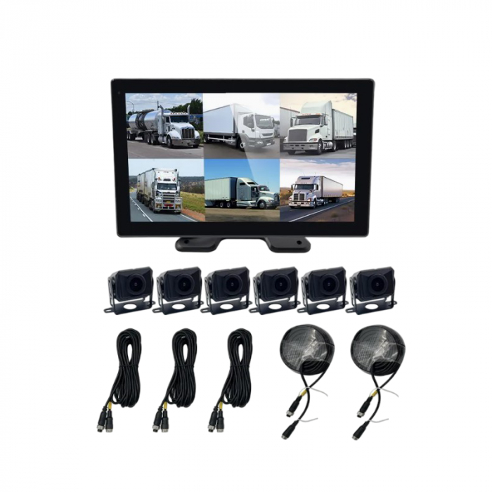Sistem avansat de monitorizare 360° si asistenta la condus pentru vehicule de mari dimensiuni, monitor 10.1 inch, 6 x camere, 12V-24V DC, camioane, rulote [10]