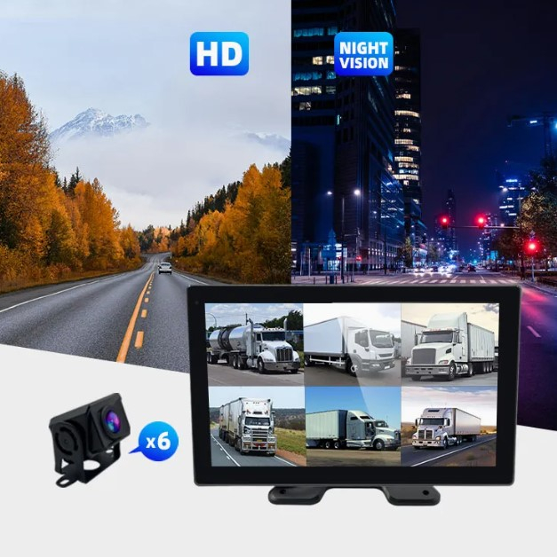 Sistem avansat de monitorizare 360° si asistenta la condus pentru vehicule de mari dimensiuni, monitor 10.1 inch, 6 x camere, 12V-24V DC, camioane, rulote [9]