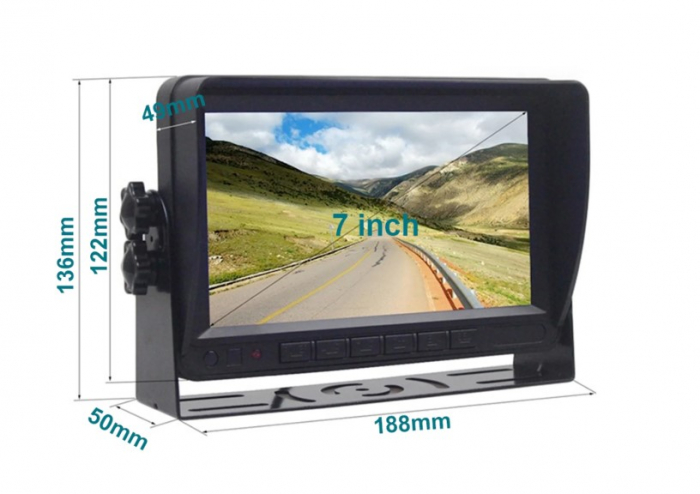 Kit DVR auto cu 1 camera WiFi cu acumulator, incarcare solara si monitor 7 inch, 12V-24V DC pentru camioane, rulote [2]