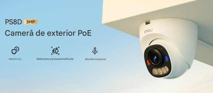 Camera supraveghere IP PoE Imou PS8D, 3MP, 2.8mm, IR 30m, microfon, slot microSD, detectie om/vehicul, IP67 [4]