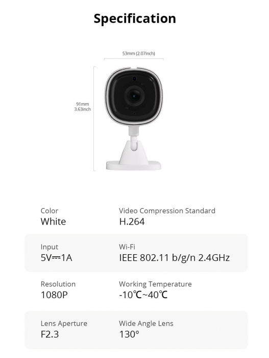 Camera WiFi Sonoff S-Cam, 1080p, IR, slot card [2]