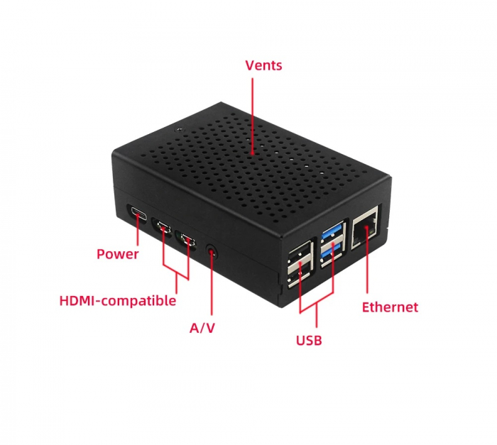 Carcasa metalica neagra compatibila Raspberry Pi 4 cu ventilator OKYN9002-2 [2]