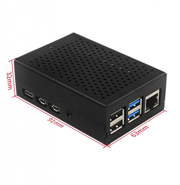 Carcasa metalica neagra compatibila Raspberry Pi 4 cu ventilator OKYN9002-2 [4]