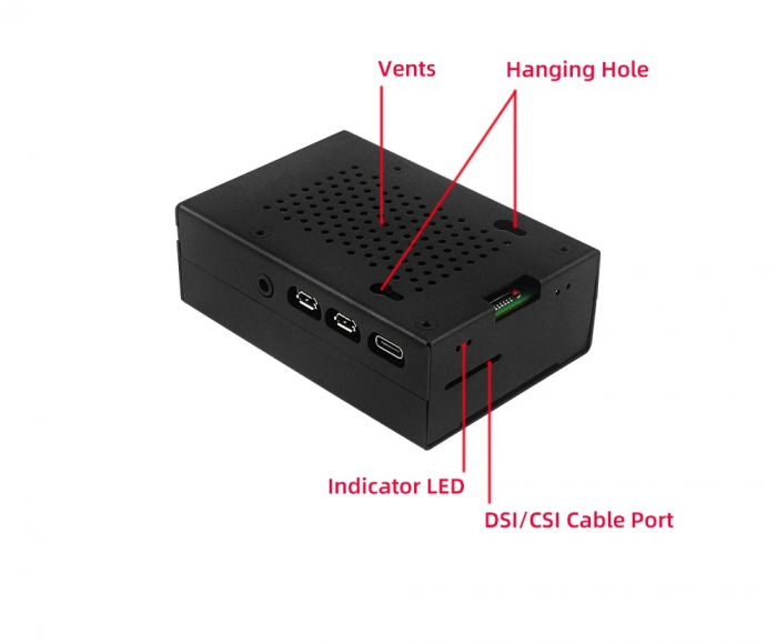 Carcasa metalica neagra compatibila Raspberry Pi 4 cu ventilator OKYN9002-2 [3]