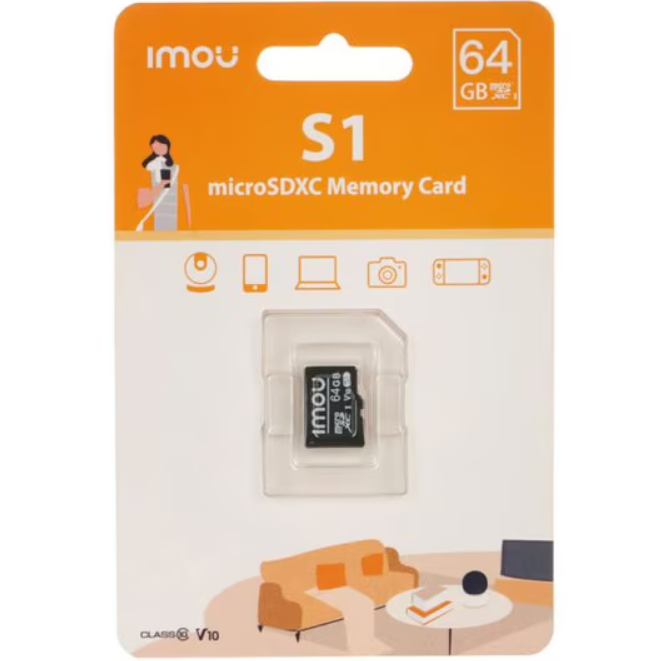 Card MicroSD, 64GB, Clasa 10, citire 95 MB/s, scriere 38 MB/s, IMOU, V30, U3, ST2-64-S1, MICROSD64-IMOU [2]