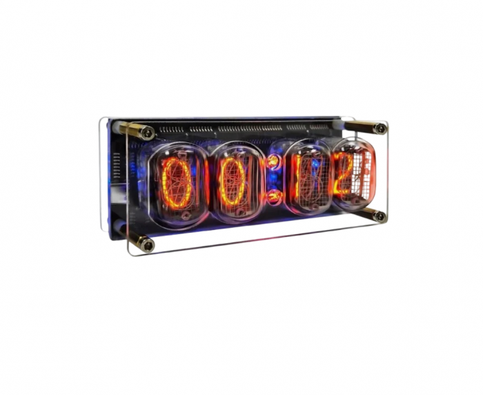 Ceas Nixie cu tuburi IN-12, iluminare RGB in 7 culori, modul DS3231, data, ora, carcasa acril transparent, Micro USB [1]