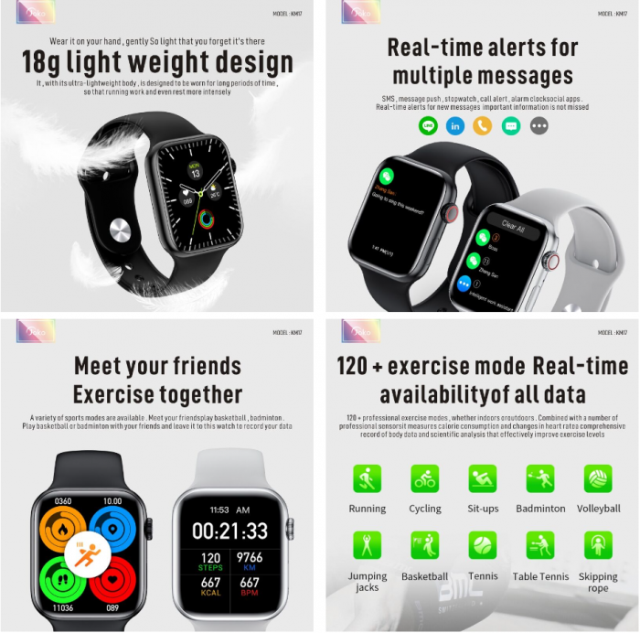 Smartwatch Joko, KM17, ecran 1.83" TFT, notificari, monitorizare somn, pedometru, argintiu [2]