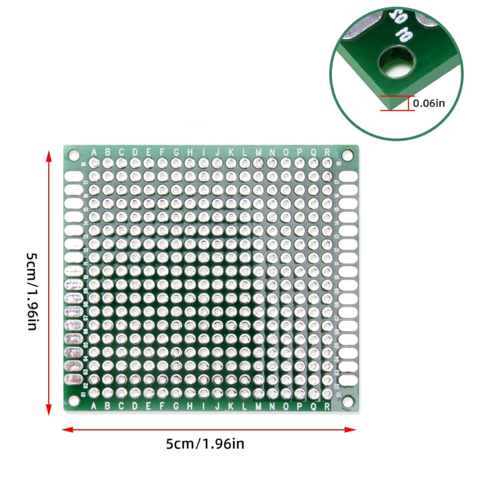 Set 2x Placa prototip PCB universala 5x5 cm double sided verde, fibra sticla, pas 2.54mm, lipire THT, electronica DIY [2]