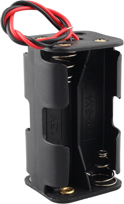 Suport baterii 4xAA, 6V, plastic ABS, fire conexiune, alimentare electronica, Arduino, DIY [1]