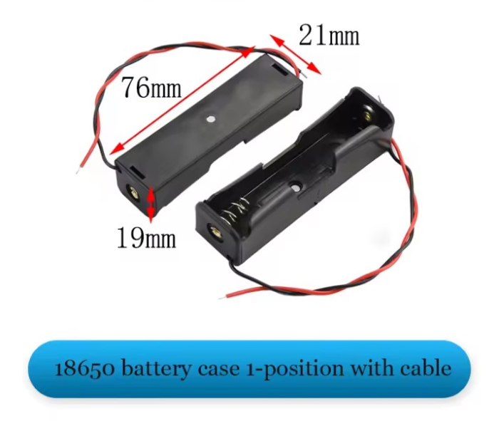 Suport baterie 1x18650, plastic ABS, cu cablu, 3.7V, 1S, DIY, Arduino, electronica [2]