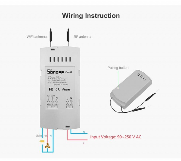 Comanda wireless Wi-Fi si RF 433 pentru ventilator de tavan IM190409001 iFan03 [2]