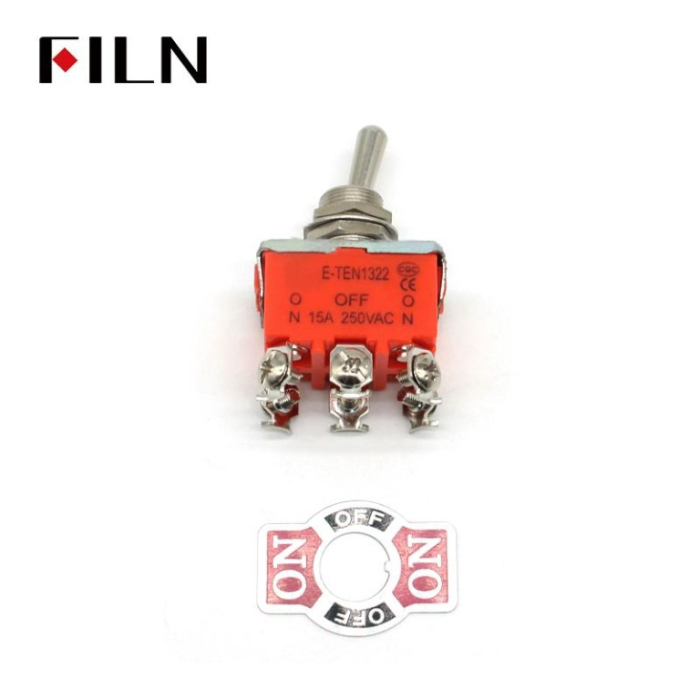 Intrerupator basculant cu mentinere, 3 pozitii, 6 pini cu surub, ON-OFF-ON, 15A 250V, DPDT, FL5-1322S [3]