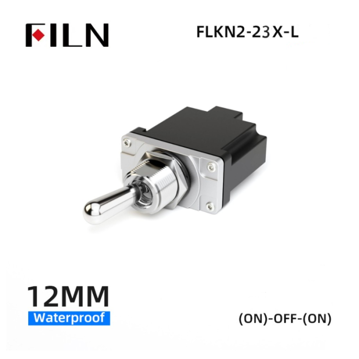 Intrerupator basculant fara mentinere, 3 pozitii, 6 pini cu surub, (ON)-OFF-(ON), 20A/24VDC, LED R+G, DP3T, FLKN2-23X-L [3]