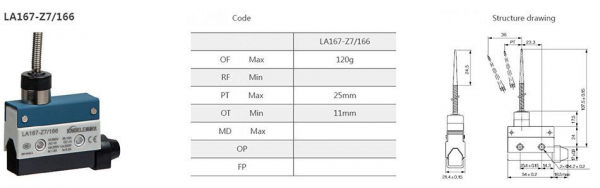 Comutator limitator cu arc vertical 81mm lungime Kenaida LA167-Z7/166 [2]