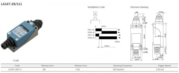 Comutator limitator cu bolt Kenaida LA167-Z8/111 [3]