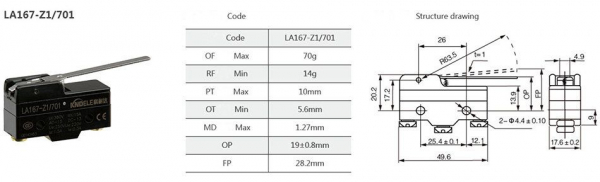 Comutator limitator cu lamela Kenaida LA167-Z1/701 [3]