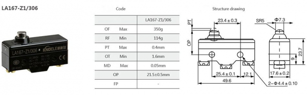 Comutator limitator cu push button fara retinere Kenaida LA167-Z1/306 [3]
