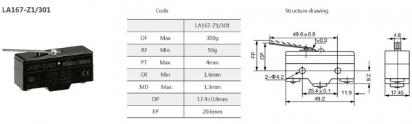 Comutator limitator cu push button si lamela Kenaida LA167-Z1/301 [3]