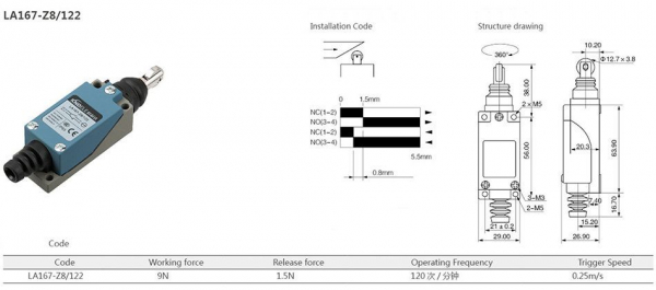 Comutator limitator cu rola metalica transversala Kenaida LA167-Z8/122 [3]