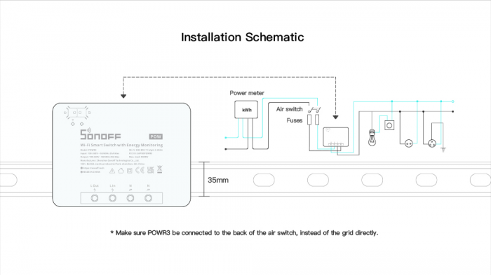 Comutator WiFi inteligent Sonoff POWR3 masurare consum energie 25A [5]