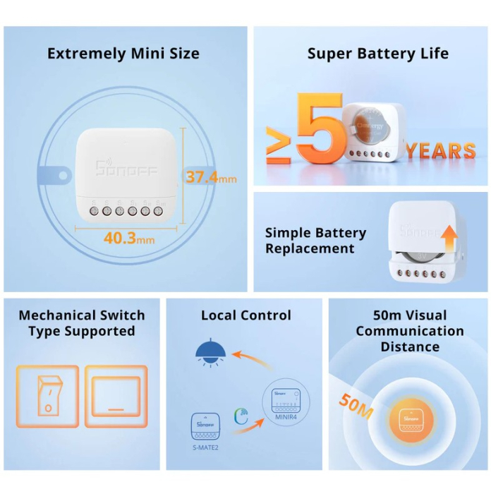Comutator wireless compatibil eWeLink-Remote, Sonoff S-MATE [7]