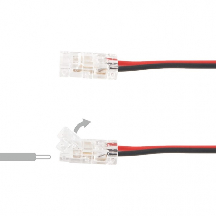 Conector 8mm pentru banda led cob, 2 pini, cablu 10cm, clips [3]