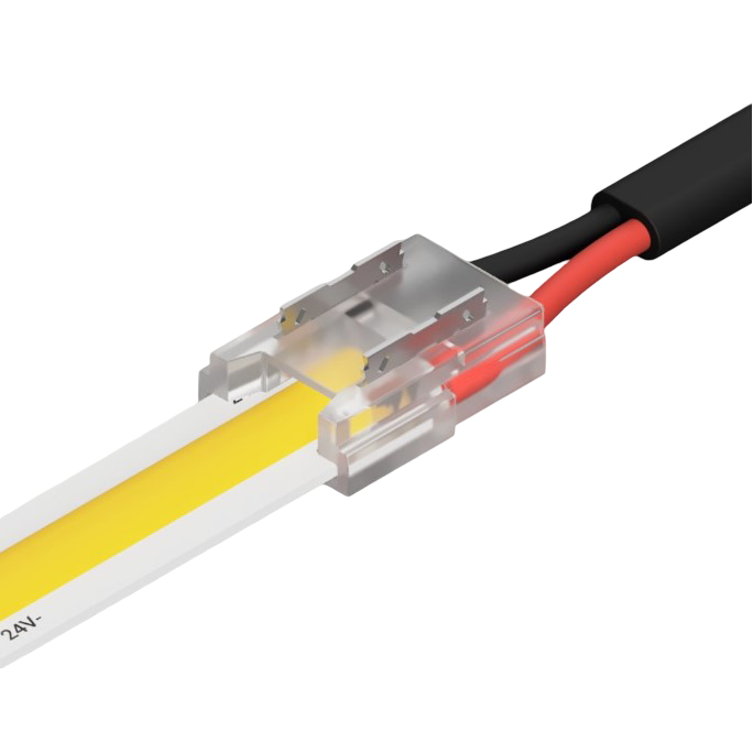 Conector clampdown pentru banda LED monocrom 8mm, conexiune banda la fire, fara fir, transparent [2]