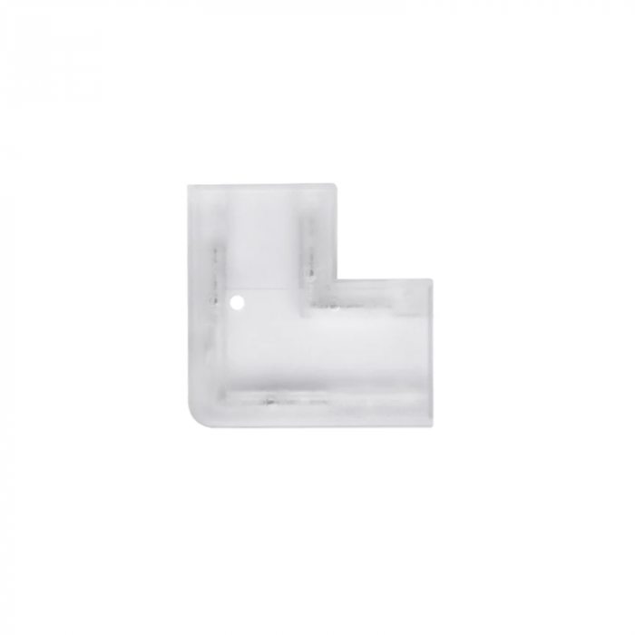 Conector clampdown pentru banda LED monocrom 8mm, conexiune banda la banda 90 grade, tip L, fara lipire, transparent [2]
