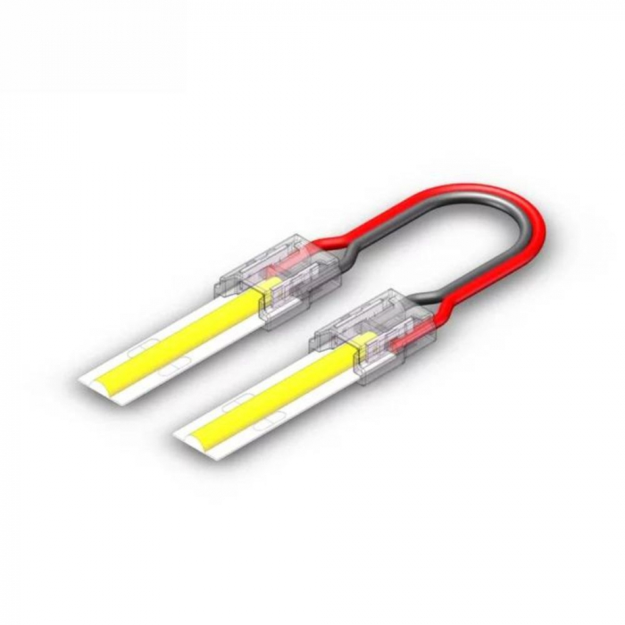Conector clampdown pentru banda LED monocrom 8mm, conexiune banda-fire-banda, transparent [2]