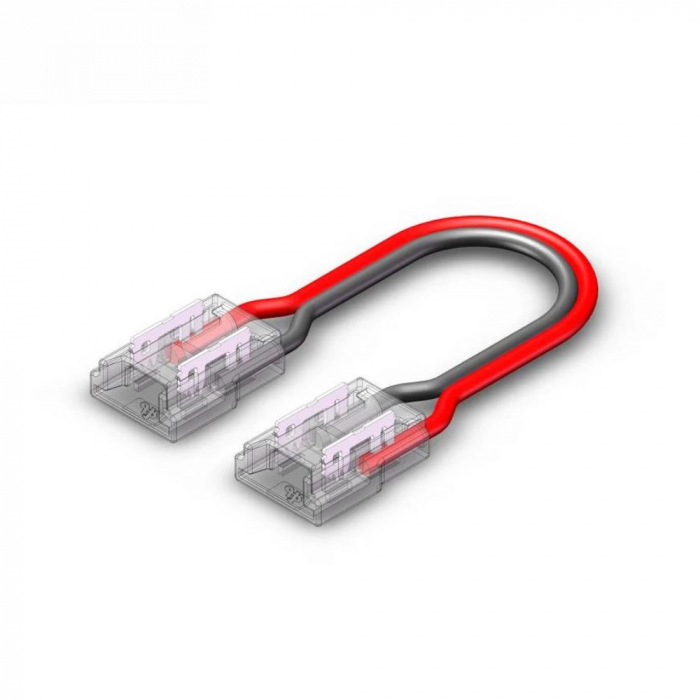 Conector clampdown pentru banda LED monocrom 8mm, conexiune banda-fire-banda, transparent [1]